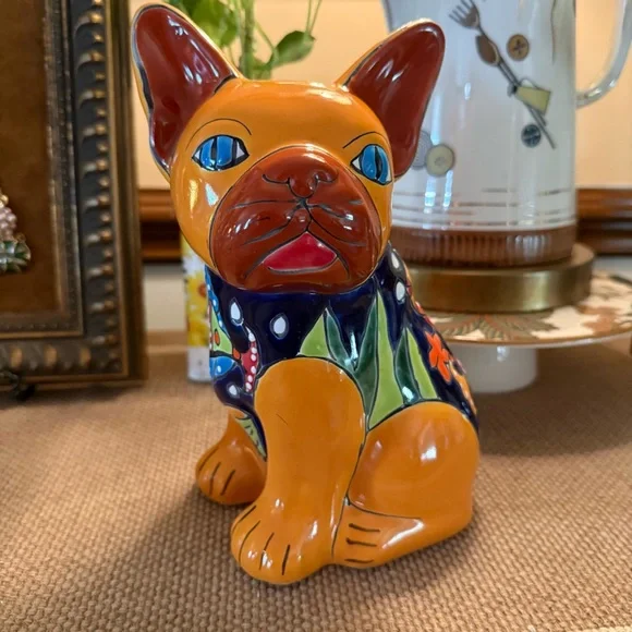 Handcrafted Talavera French Bulldog~Mexican folk art pottery - Picture 9 of 11